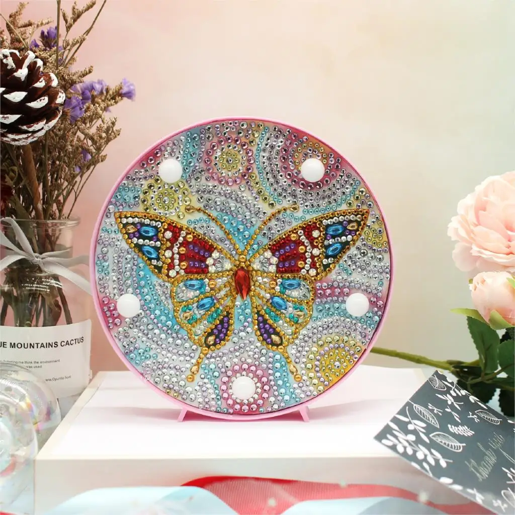 

Meian 5D DIY Many Pattens Full Drill Butterfly Diamond Light Lamp Rhinestone Embroidery Special Shape LED Diamond Painting Lamp