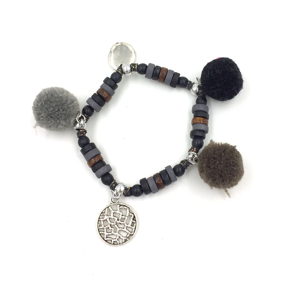 Bohemia ethnic jewelry friendship bracelet Pompom charm bracelet beads bangle Charm Seed Bead Bracelets