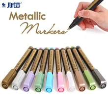 STA 10 видов цветов Маркеры цвета "металлик" средняя точка металла Перманентный Маркер Набор для витражные краски краска ing для изготовления карт Наскальная живопись