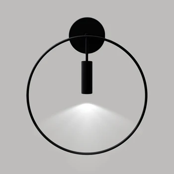 

Modern wall lamps LED bedroom bedside wall sconces round wrought iron black wall lights for dinning living room light fixture