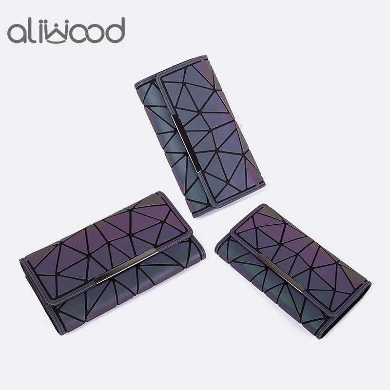 

2019 Brand Noctilucent Wallets Women Purse Geometry Luminous Ladies Clutch Phone Bag Female Zipper Wallet Card Holder Carteira