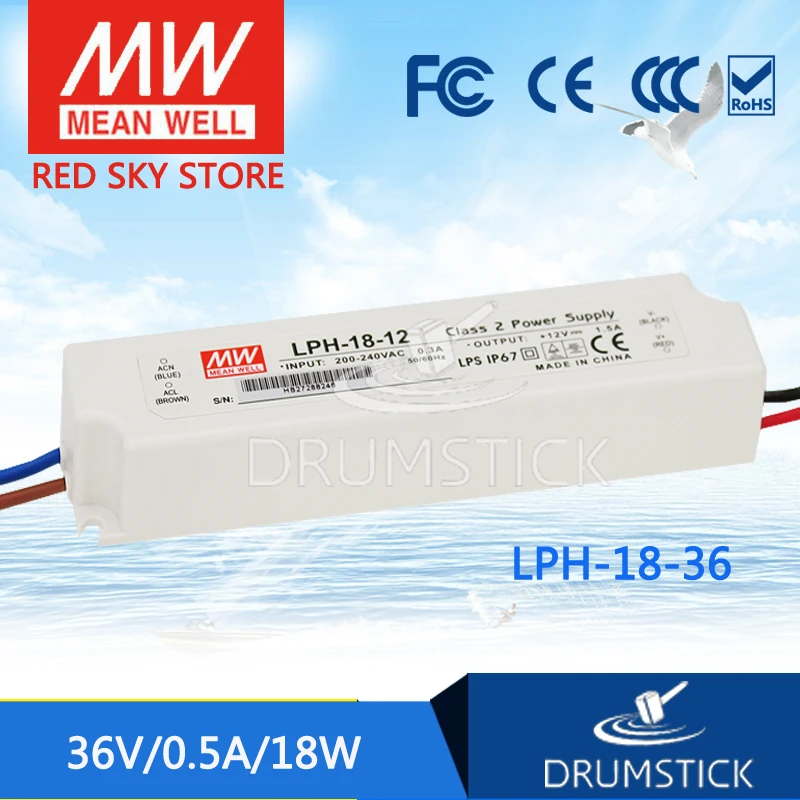 

MEAN WELL LPH-18-36 36V 0.5A meanwell LPH-18 36V 18W Single Output LED Switching Power Supply