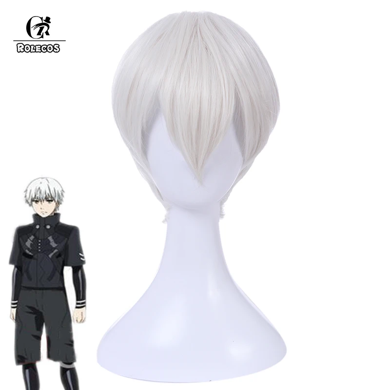 ROLECOS Аниме Косплей Токийский Гуль: re Kaneki Ken головной убор с белыми волосами 30 см/11 81