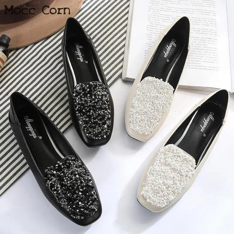 

Women Flats Shoes Ballet Flats Fashion Slip On Loafers Flat Women Shoes Sweet Sequin Summer Female Casual Shoe Leather Moccasins