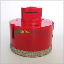Free-доставки Dia65mm красный цвет вакуум паяный алмазные коронки с M14 соединения, 10 мм высота сегмента буровые коронки