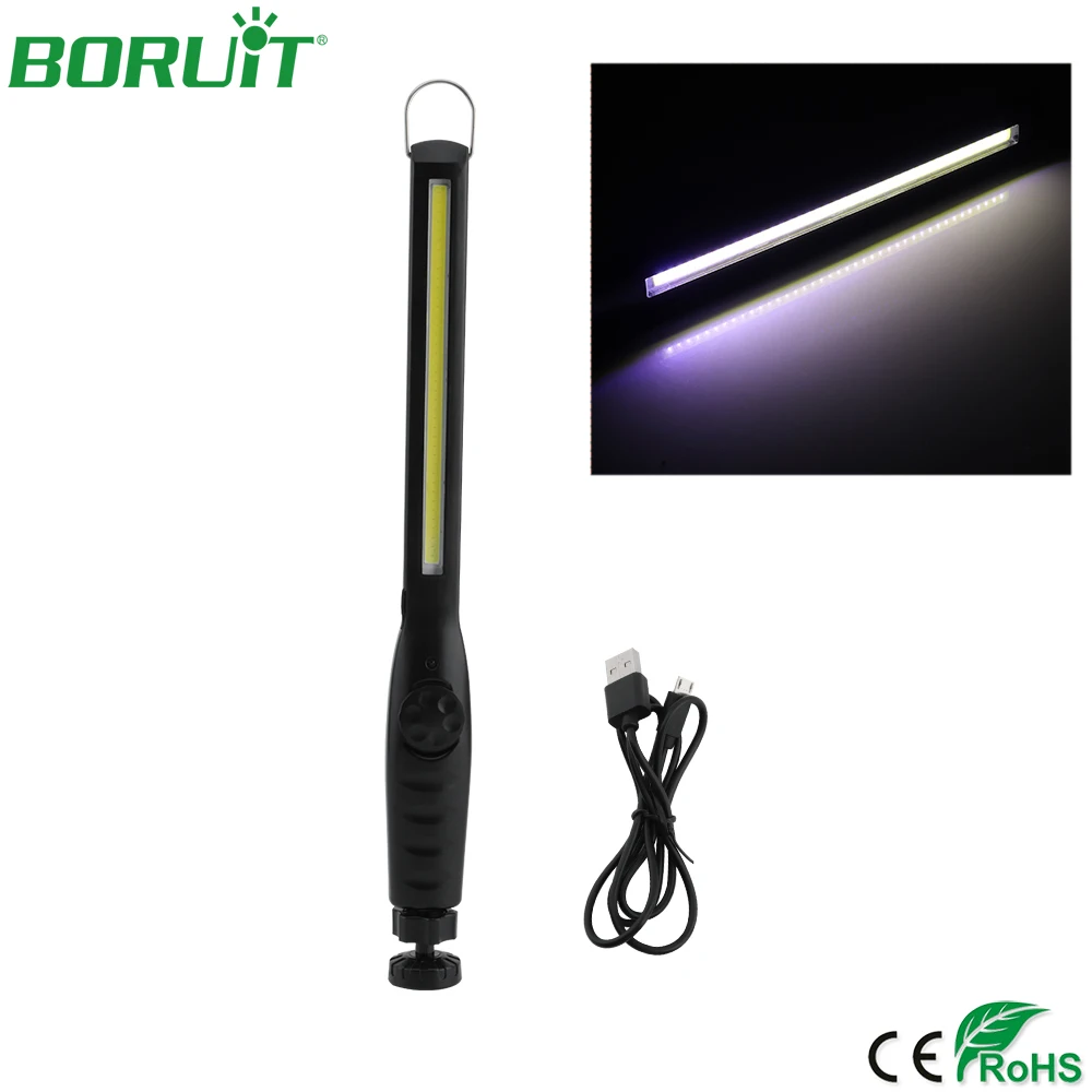 

BORUiT USB Rechargeable COB LED Flashlight Magnetic Work Lights Waterproof Outdoor Camping Hunting Torch Lights with Battery