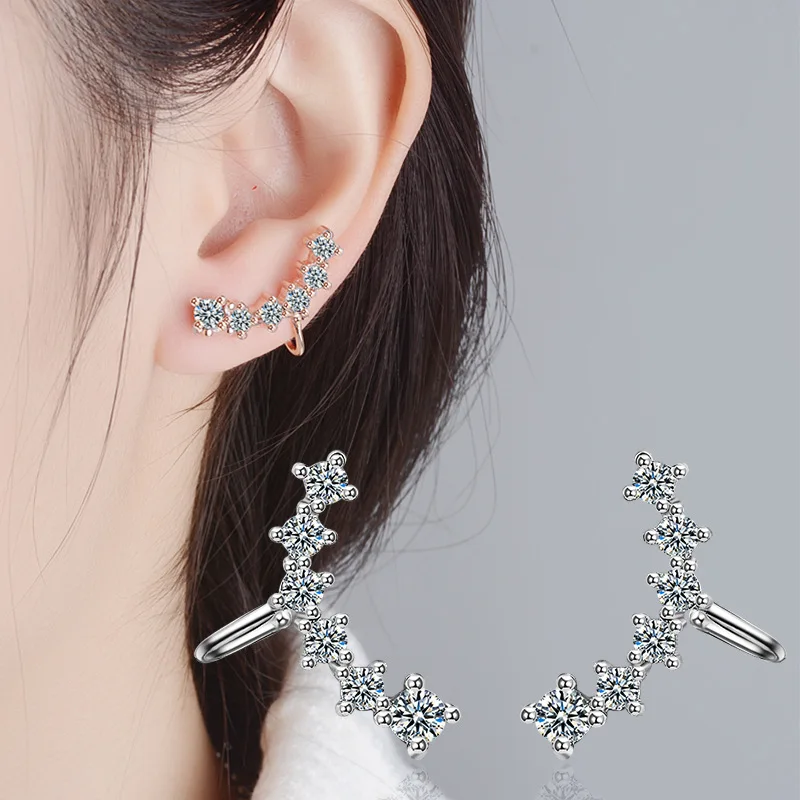 

New Fashion Zircon Silver Rose Gold Clip On Earrings For Women Ear Cuff Jewelry Pendientes Mujer Moda 2018