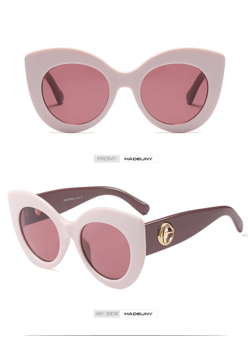 MADELINY, новинка, кошачий глаз, негабаритные солнцезащитные очки, для женщин,, большая оправа, Ретро стиль, солнцезащитные очки, женские, дизайн, индивидуальные очки, UV400, MA089