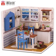 Миниатюрный DIY деревянный кукольный дом Кухня модель здания furnituretoy Miniatura Кухня кукольный домик M005