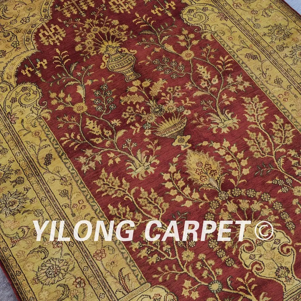 Yilong 4'x6' ручной работы Тебризе красный ковер Vantage Античная ковры ручной работы(YHW55GAB4x6
