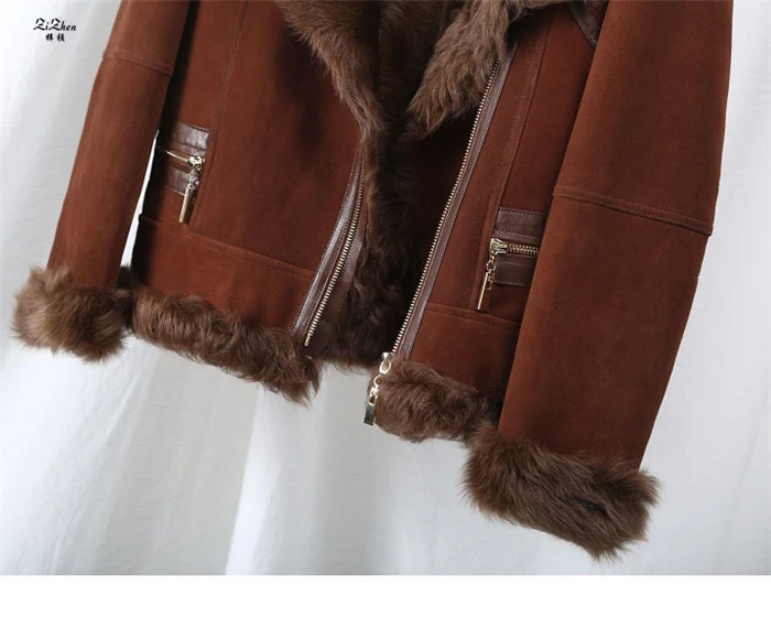 ZiZhen Genuine Leather Natural Wool Liner Shorts Jacket New Fashion Winter Woman Woolen Real Fur Coat 181108-2