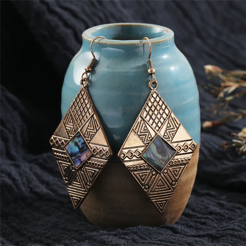 

Ethnic 2 Style Abalone Sea shell Geometric Earrings for Women Unique Small Round Dangle Earrings Statement Jewelry Wholesale