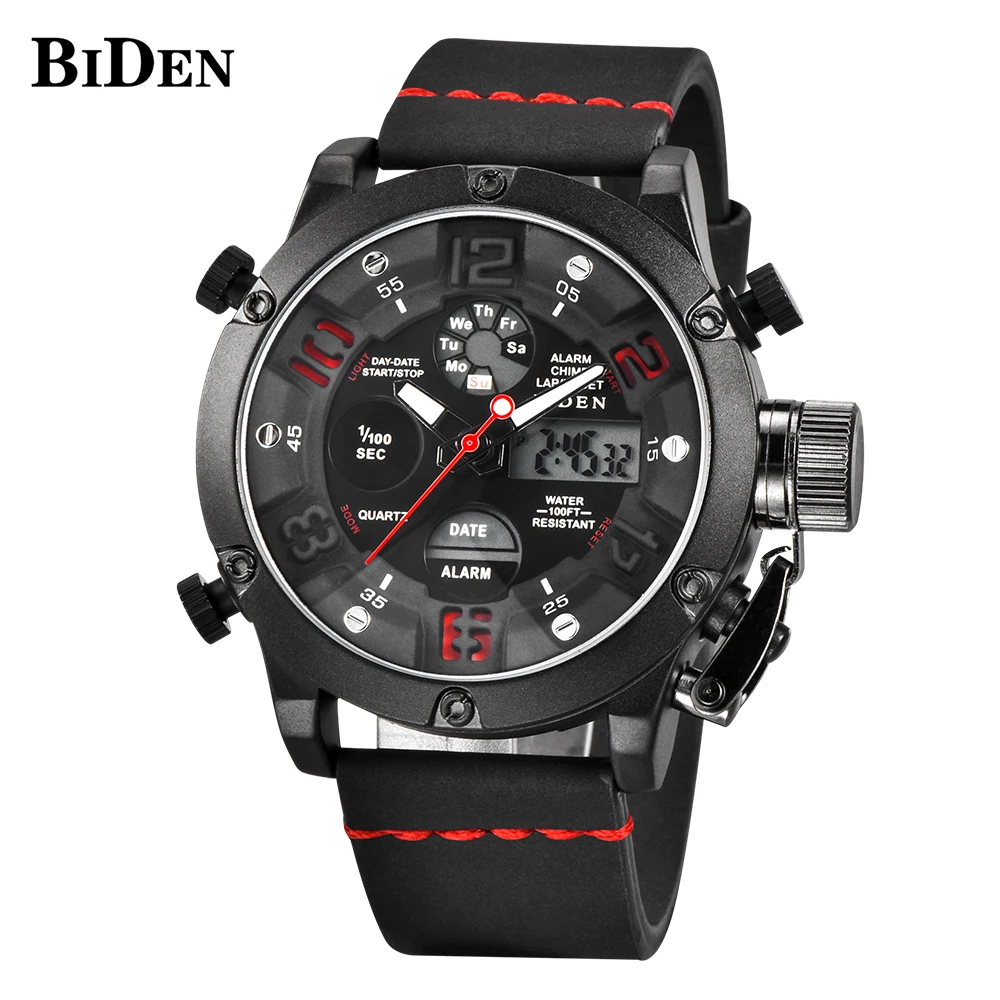

BIDEN Complete Calendar Sport Fashion Mens LED Display Quartz Wristwatch High Quality Military Men's Wristwatches Gifts for Male