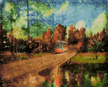 

Frameless diy paintings by numbers paint by number for home decor oil picture painting 5065cm bus way