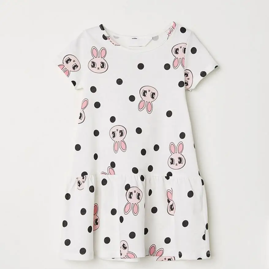 Little maven/Новинка г.; летняя одежда для маленьких девочек; Брендовое платье; Детские хлопковые платья с короткими рукавами и цветочным принтом - Цвет: bunny