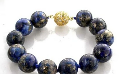 

001808 AAA 8" 14mm nature round lapis lazuli bracelet bangle