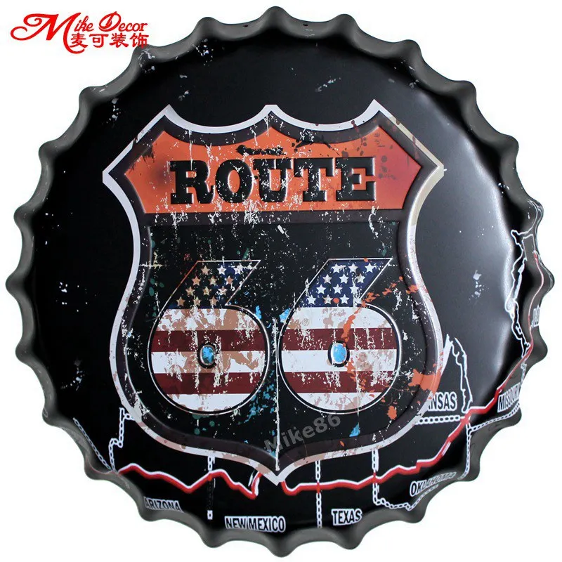 [Mike86] ROUTE 66 колпачок для бутылки с металлической краской Подарочный металлический