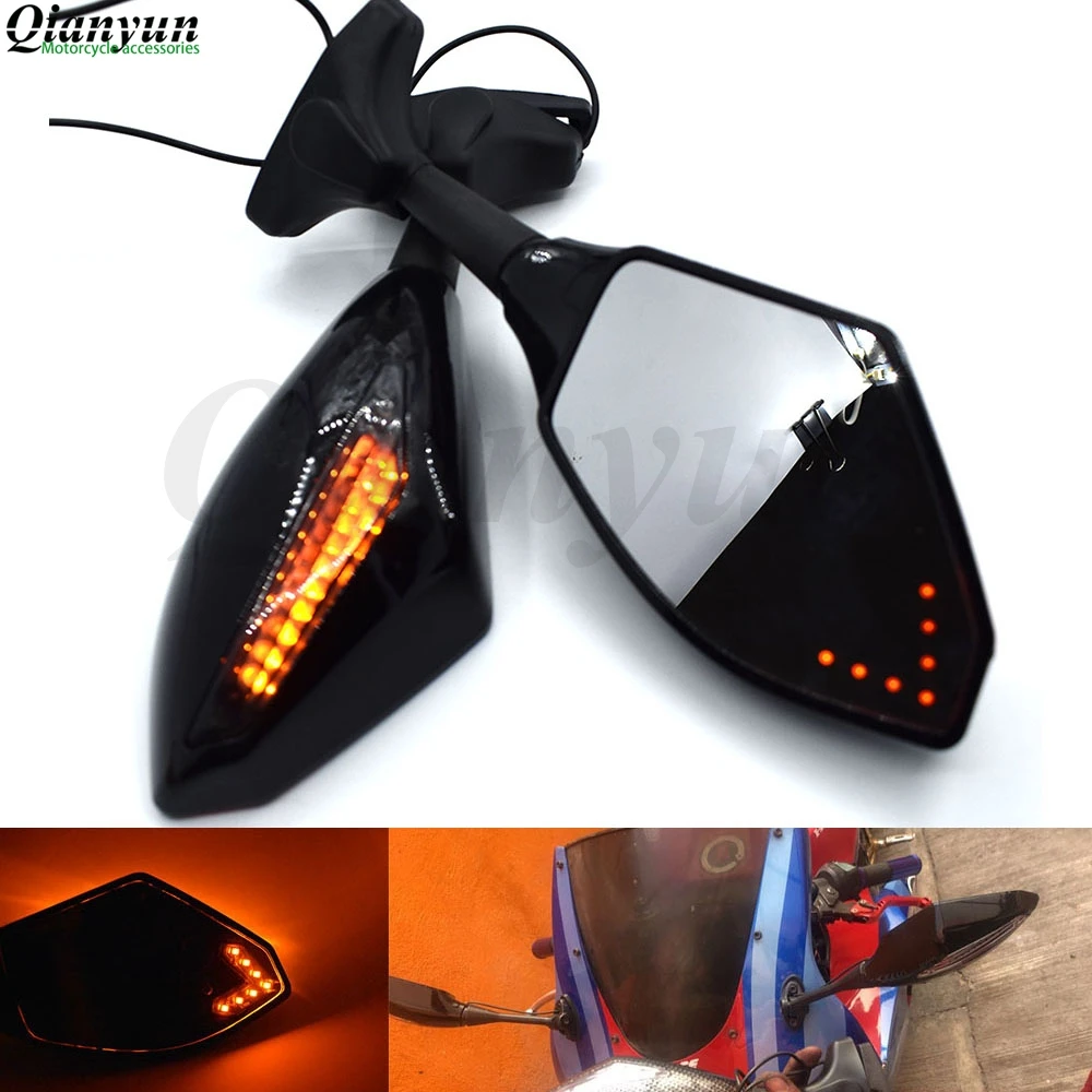 

Universal Motorcycle LED Steering Light Flash Rearview Mirror Side View Mirror For Honda GROM CBR250R CBR300R CBR500R CBR500F