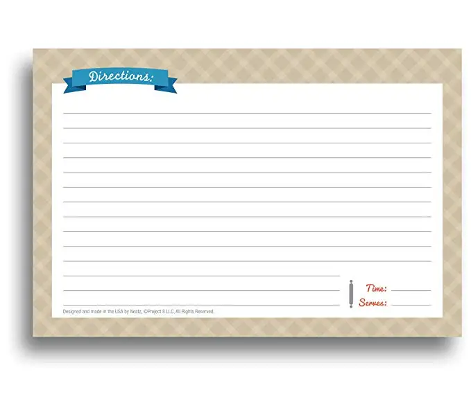 20sheet Kitchen Recipe Cards Double Sided Cards 4x5.6 inch cardstock paper stationery for home kitc