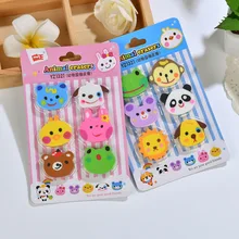 F22 1 Pack 6pcs Kawaii Cute Zoo Animals Rubber Erasers Drawing Writing Correction School Office Supply