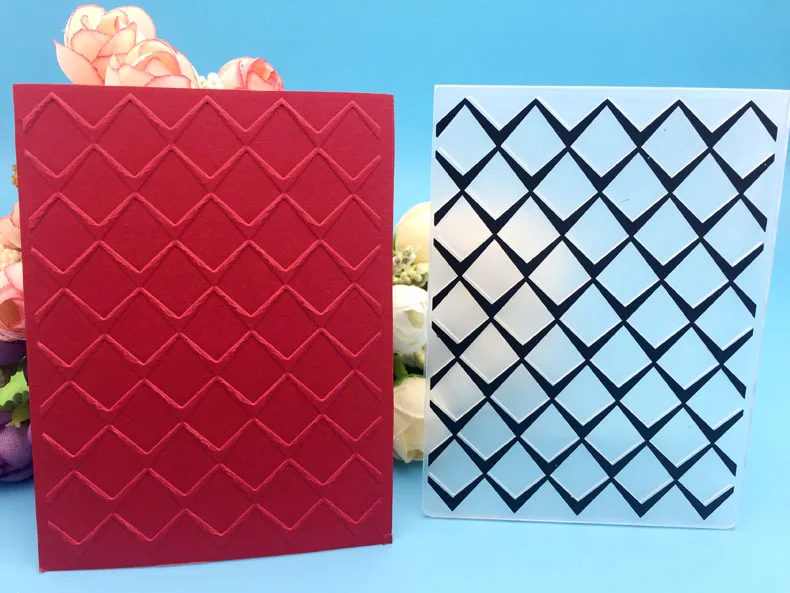 

PLASTIC EMBOSSING FOLDER square geometric figure wave grid transparent DIY scrapbook album card gift stencil paper craft punch
