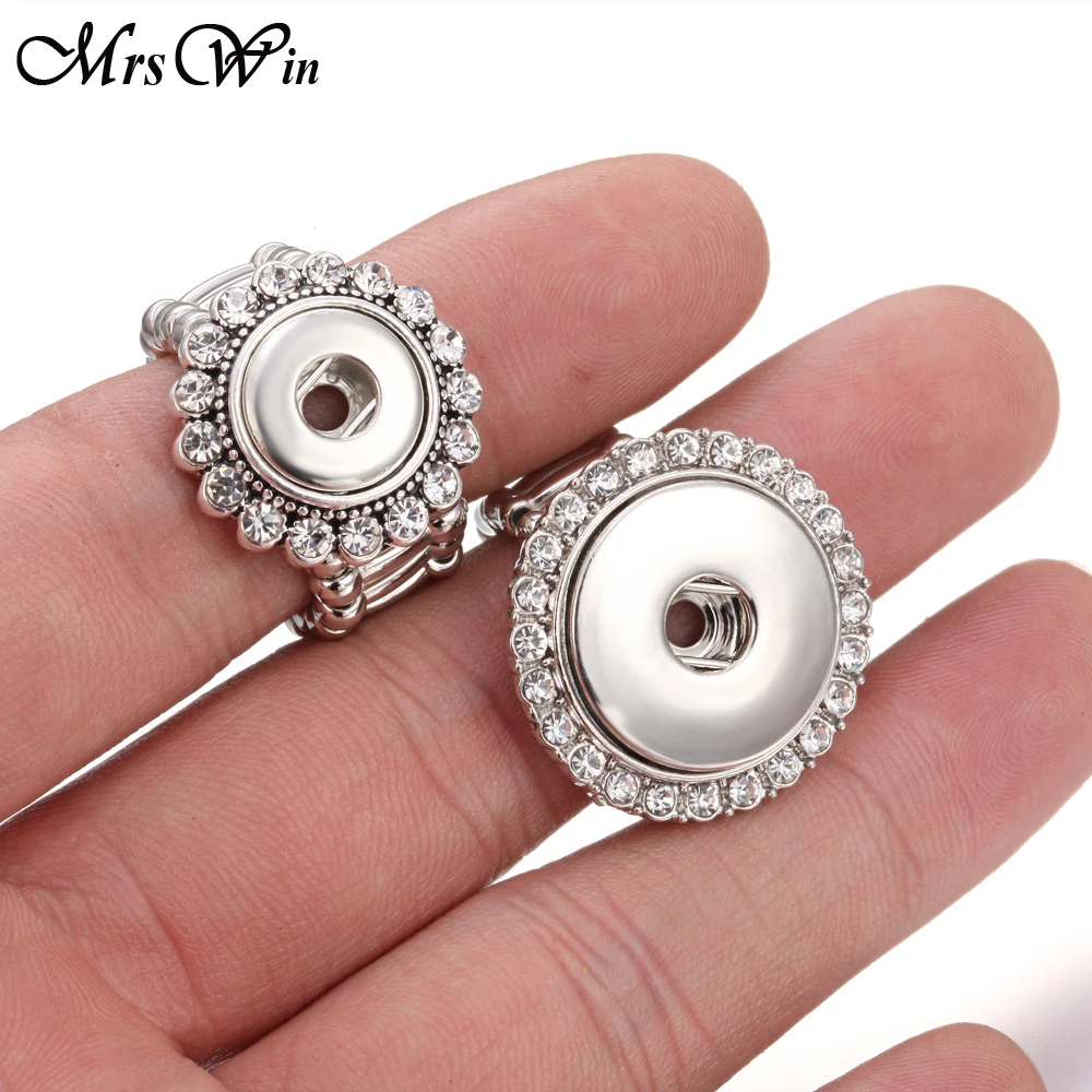 

New Snap Jewelry Crystal Snap Button Ring 12mm 18mm DIY Party Ring Mrs Win Button Rings