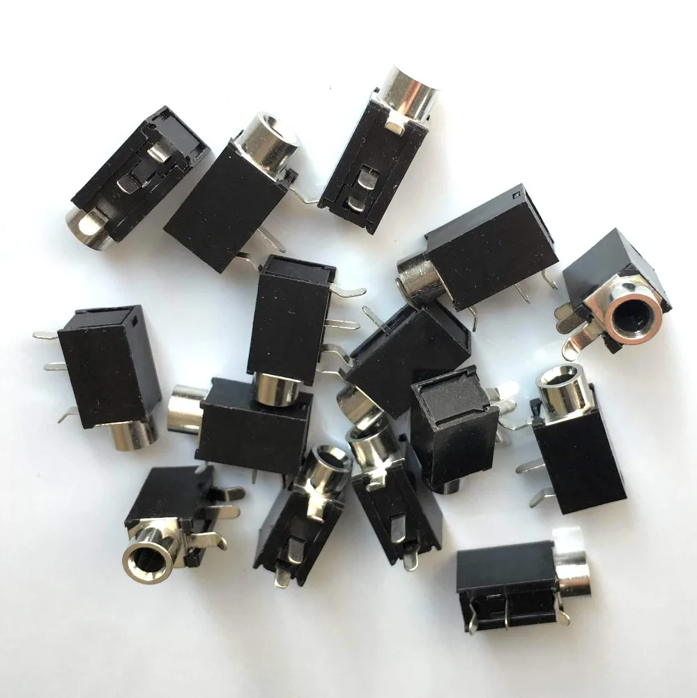 200PCS 1 8 3 5mm Stereo Jack Headphones Socket With nut PCB Panel Mount Chassis