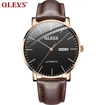 

Olevs Men's Automatic Mechanical Watch Simple Style Watch Original Imported Movement Black/White Automatic Date
