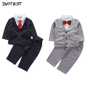 

Dvotinst Baby Boys Clothes Full Sleeves Gentleman Formal Uniform Suit 2pcs Set Outfit Infantil Children Wedding Birthday Costume