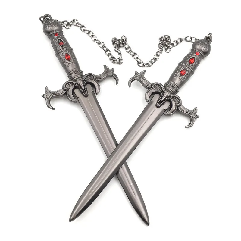 KANG TUO Game WOW 17cm Frostmourne Double Sword Lich King Alliance Lions Head Keychain Key Ring For Lover Gifts | Украшения и