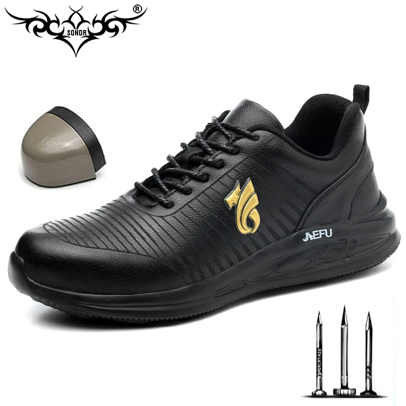 

SONDR Men's Safety Work Shoes Steel Toe Lightweight Breathable Anti-smashing Non-slip Reflective Men Casual Sneaker 2019 New