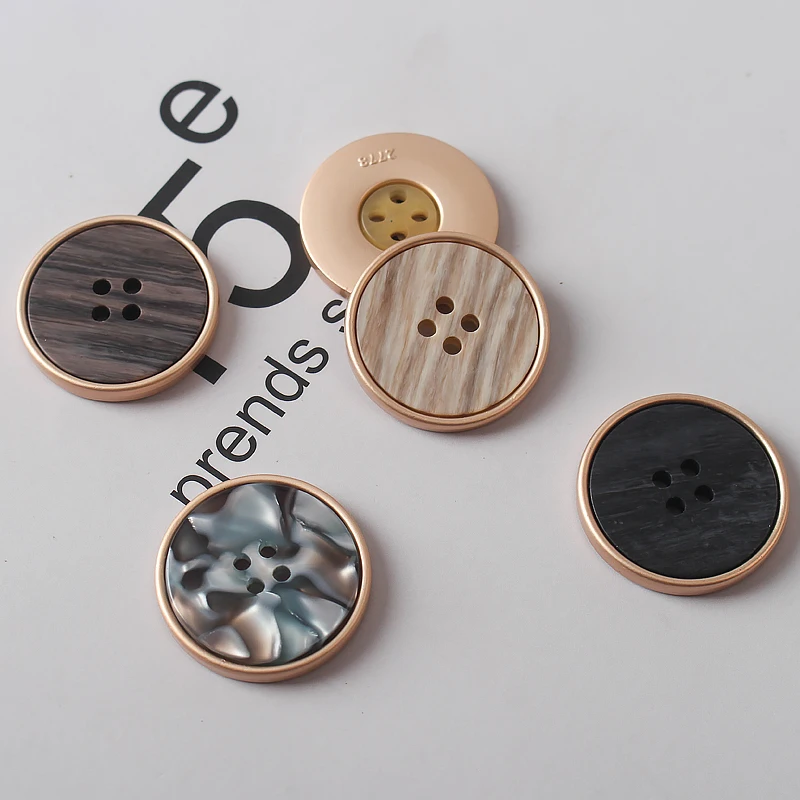 

5pcs 28mm Zinc metal alloy Sewing Button Metal Buttons Round Antique Bronze black ciffee beige flower 4 Holes Cadmium F4