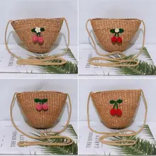 Детская соломенная сумка, Детская летняя сумка из ротанга, ручная работа, тканая пляжная богемная сумка, сумка-мессенджер, новая мода