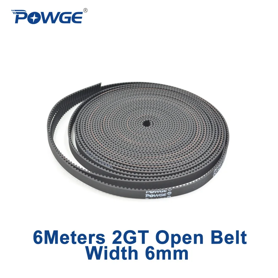 

POWGE 2MGT 2M 2GT open synchronous Timing belt GT2 2M-6 2GT-6 width 6mm Rubber Small backlash Linear Motion 3D Printer 6meters