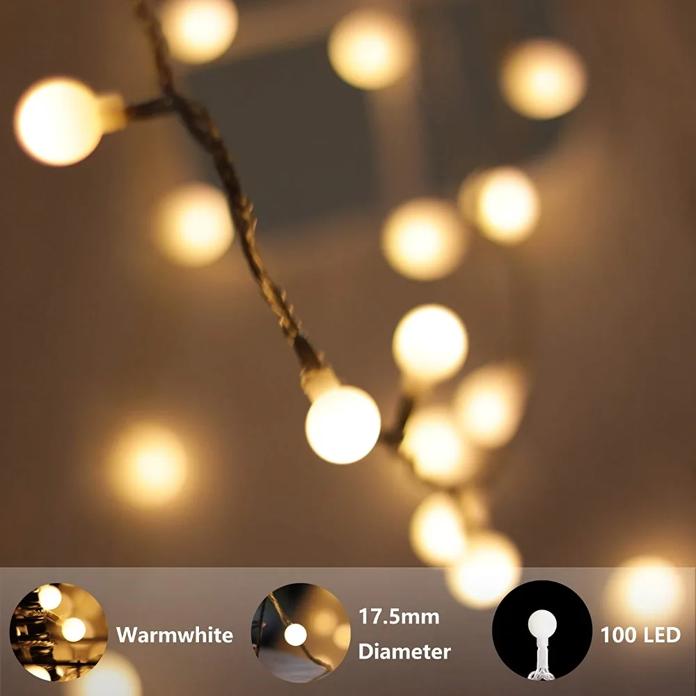 10 м 100LED Строка Мяч Рождественские огни гирляндой Flasher фонари светодиодные полосы лампа Сфера освещения для Свадебная вечеринка гирлянды гирлянда светодиодная новогодняя гирлянды украшения для праздника гирлянда