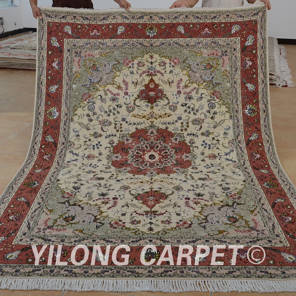 Yilong 6'x9' Oriental persain carpet wool rug 100 silk exquisite