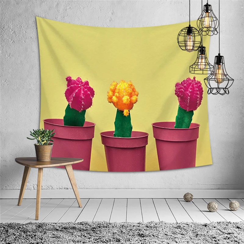

cactus printed wall hanging tapestry bedroom decoration for apartment interior polyester beach tunic cover capming picnic mat