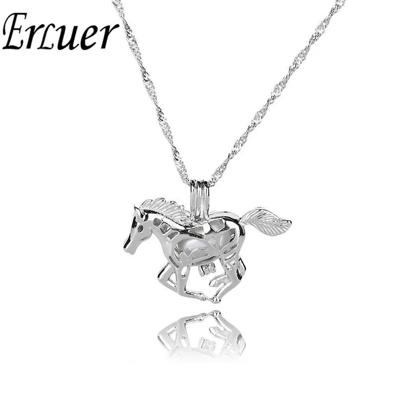 

ERLUER Horse Charm Luminous Pendant Necklaces Glow In The Dark Silver Necklace Halloween gift Jewelry For Men Women children