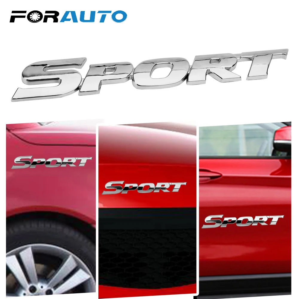 1pc Sports Emblem Badge Chrome Metal Car Sticker Logo 3D Decal Decol Word letter