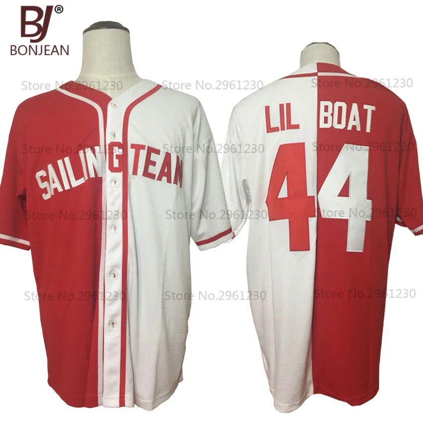 

2019 New Cheap Lil Yachty Lil Boat 44 Sailing Team Red/White Baseball Jersey Button Mens Shirts