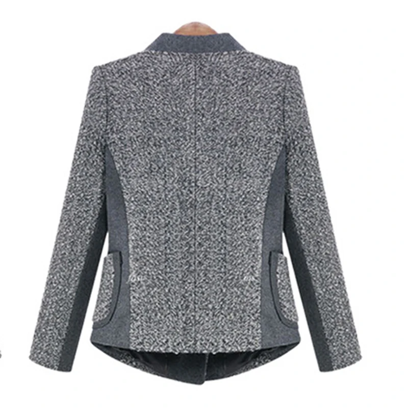Femmes Turn En Wool Cachemire Coat Pardessus Woolen Collar De À Laine Glissière Coat Slim down Printemps Manteau Femininos grey Gros Black Longues Fermetures Manches XxrxB8Iq