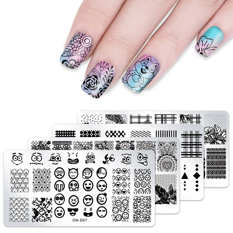 

Geometry Nail Stamping Template Mandala Spring Garden Negative Space Geo Flower Leaf Lace Stamp Nail Stamping Plates