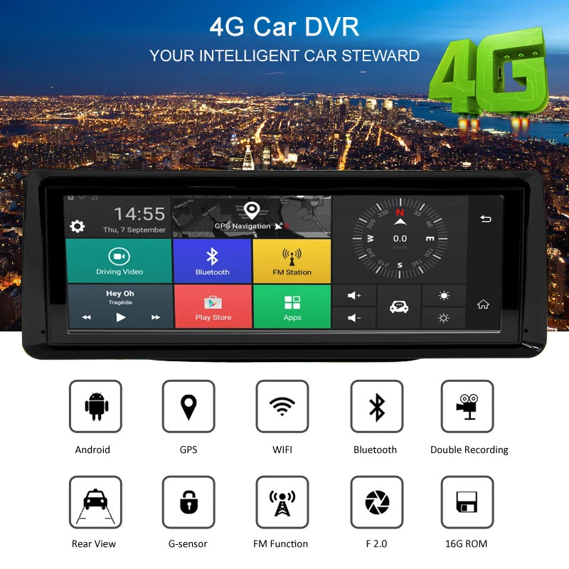 Автомобильный видеорегистратор 4G Android FHD 1080P 8 &quotэкран GPS