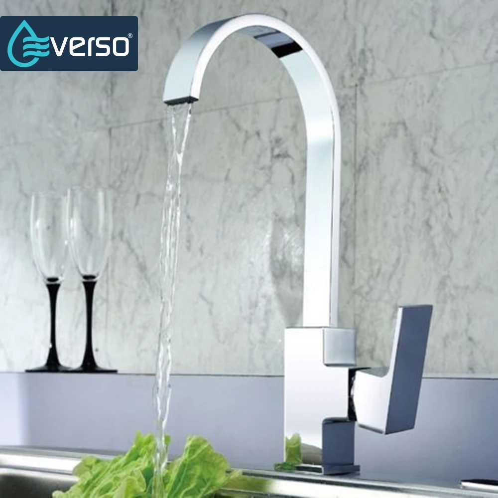 EVERSO Chrome Finish Kitchen Sink Faucet Kitchen Taps Drinking Water Faucet Kitchen Mixer Tap Waterfall Faucet