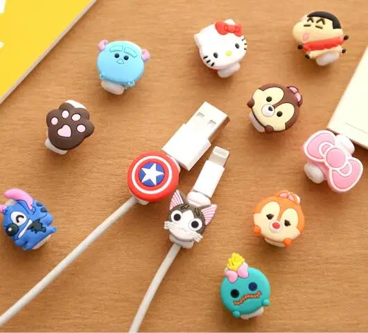 

2PCS Cartoon Charger Cable Protector Silicone Rubber Protect your Mobile charging Line Just for iphone IOS USB Wire Cover