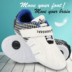 Для взрослых и детей из искусственной кожи тхэквондо классический Обувь дышащие износостойкие ЕС 26-45 детские спортивные кроссовки Обувь