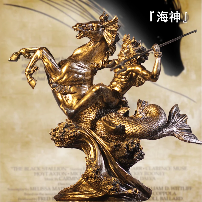 

Ancient Greek Mythology Poseidon Warriors Crafts Sculpture Home Furnishing Statuette Office Decoration Poseidon Harvest God