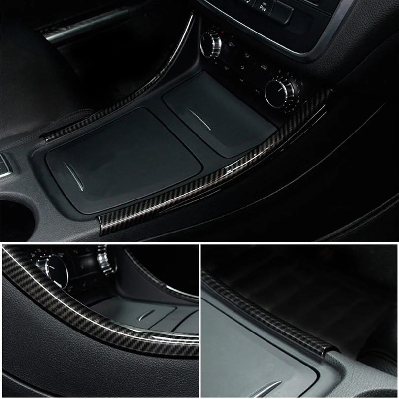 

2Pcs/set Carbon Fiber Style Center Console Decoration Strips Trim For Mercedes Benz GLA/CLA/A Class 200 220 260 W176 A180