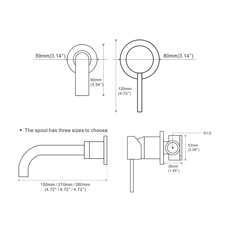 Hot And Cold Water Bathroom Faucet Wall Mount