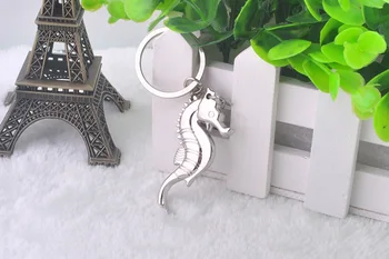 

FREE shipping by FEDEX 100pcs/lot 2014 Wholesale Zinc Alloy Sea Horse Keyring Metal Novelty Sea Animal Keychain for Gift